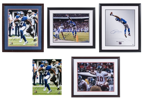 Lot of (5) New York Giants Signed 16x20" Photographs Including Eli Manning (2), Odell Beckham (2) and Sterling Sheppard (Steiner & Fanatics)